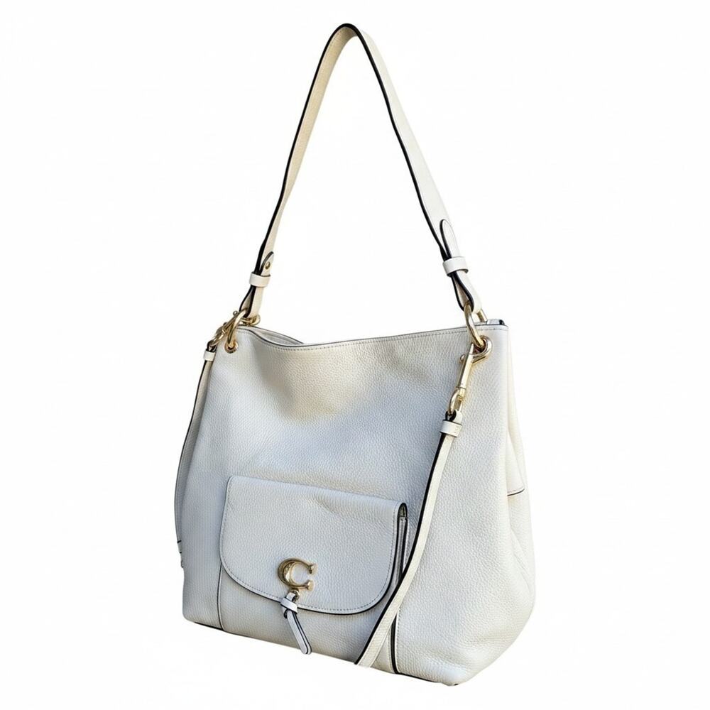 Coach Remi Hobo Bag Chalk 1321 Pebble Leather Shoulder Crossbody Gold Hardware